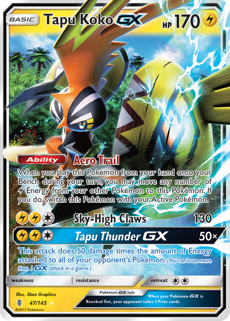 Tapu Koko-GX 47/145 Rare Holo GX | Guardians Rising | Pokemon Card