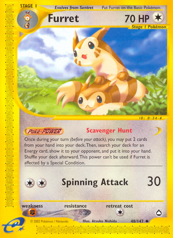 Furret 48/147 Uncommon | Aquapolis | Pokemon Card