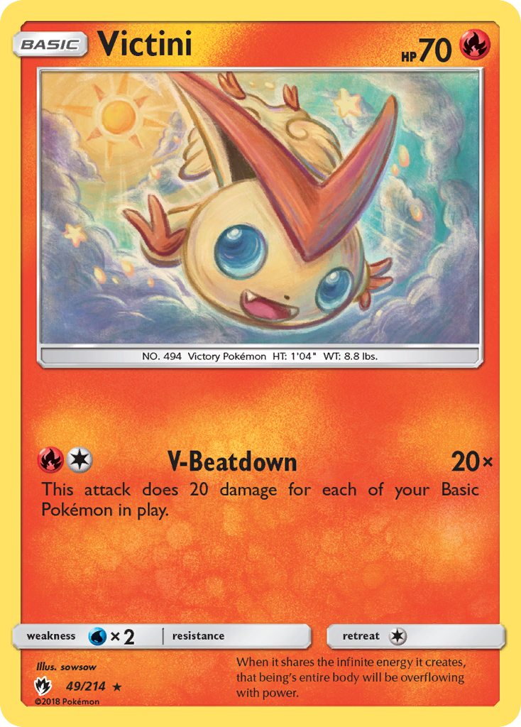 Victini 49/214 Rare | Lost Thunder | Pokemon Card