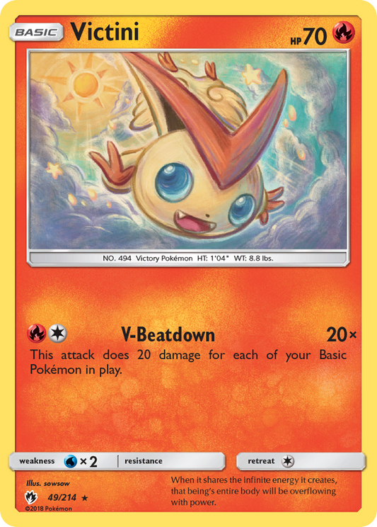 Victini 49/214 Rare | Lost Thunder | Pokemon Card