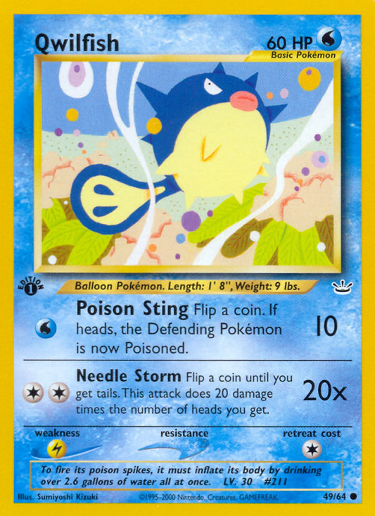 Qwilfish 49/64 Common | Neo Revelation | Pokemon Card