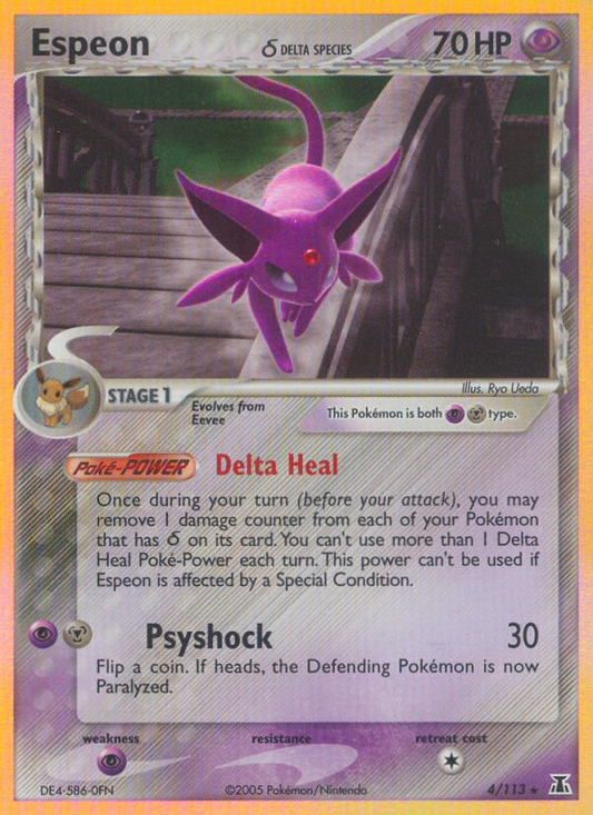 Espeon δ 4/113 Rare Holo | Delta Species | Pokemon Card