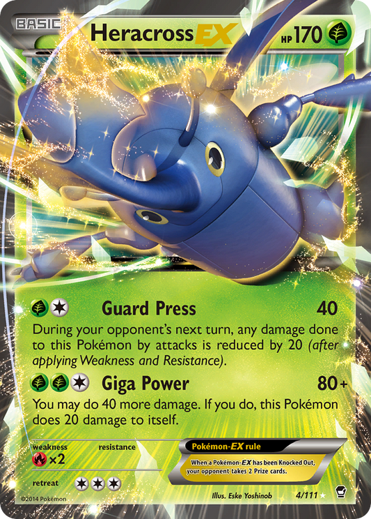 Heracross-EX 4/111 Rare Holo EX | Furious Fists | Pokemon Card