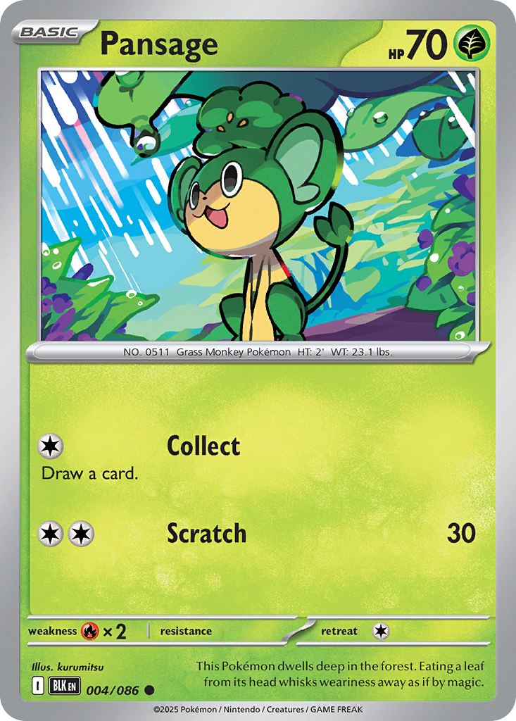 Pansage 4/86 Common | Black Bolt | Pokemon Card