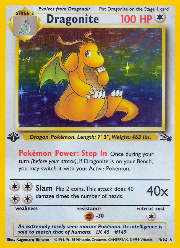 Dragonite 4/62 Rare Holo | Fossil | Pokemon Card