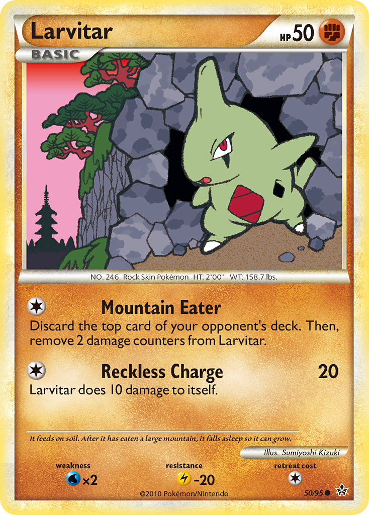 Larvitar 50/95 Common | HS—Unleashed | Pokemon Card