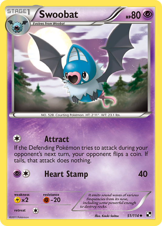 Swoobat 51/114 Uncommon | Black & White | Pokemon Card
