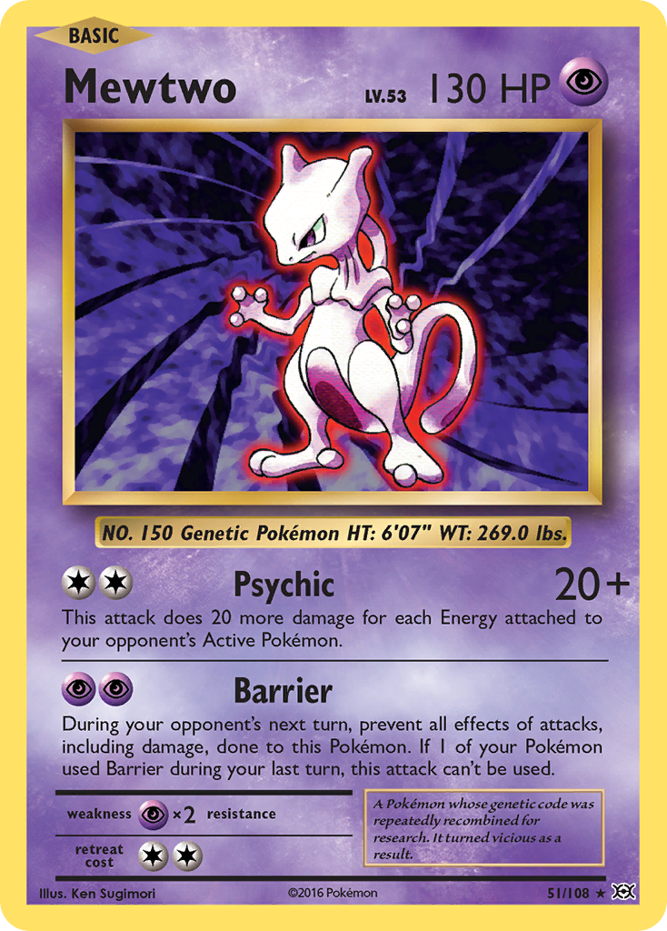 Mewtwo 51/108 Rare | Evolutions | Pokemon Card