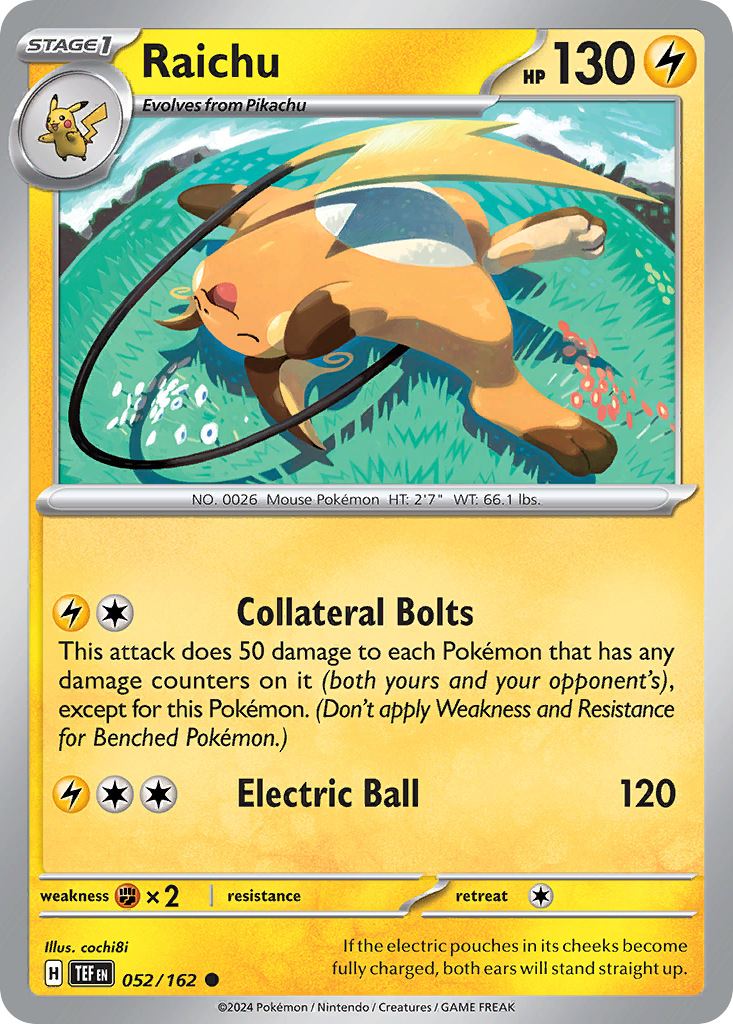 Raichu 52/162 Common | Temporal Forces | Pokemon Card – Brickheads