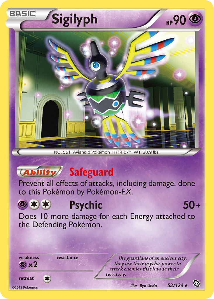Sigilyph 52/124 Reverse Holo | Dragons Exalted | Pokemon Card