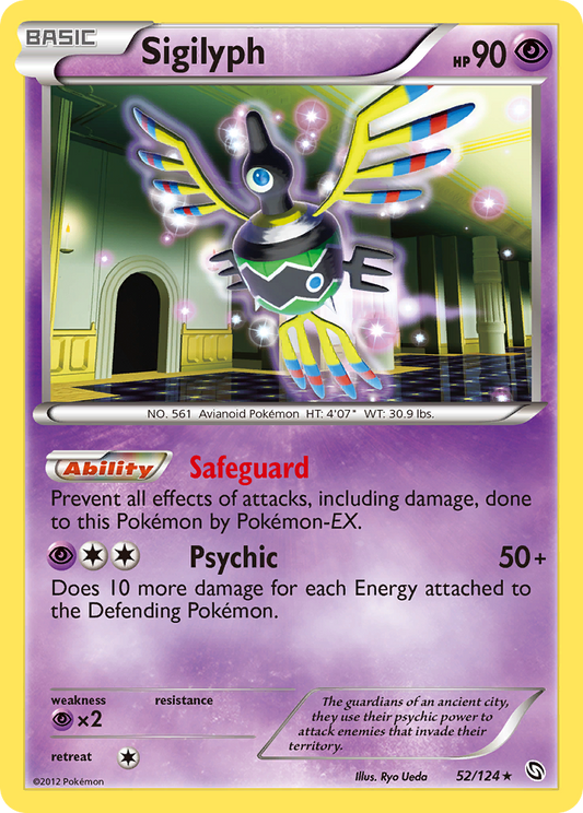 Sigilyph 52/124 Reverse Holo | Dragons Exalted | Pokemon Card