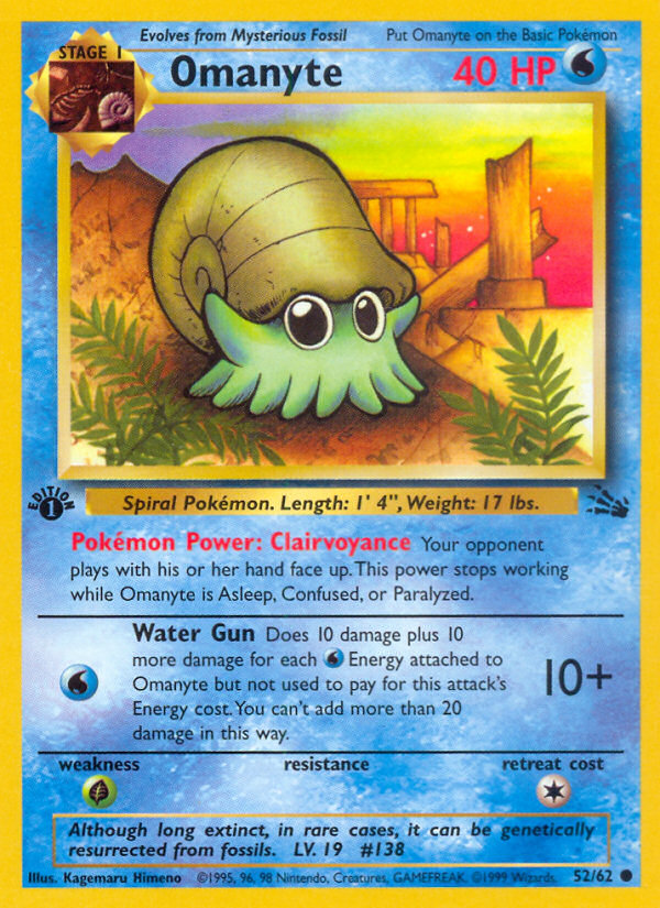 Omanyte 52/62 Common | Fossil | Pokemon Card