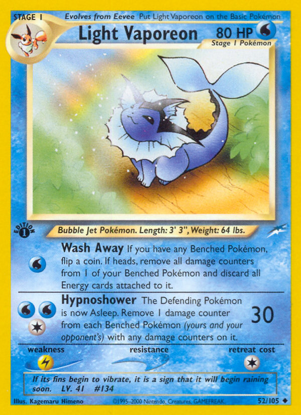 Light Vaporeon 52/105 Uncommon | Neo Destiny | Pokemon Card