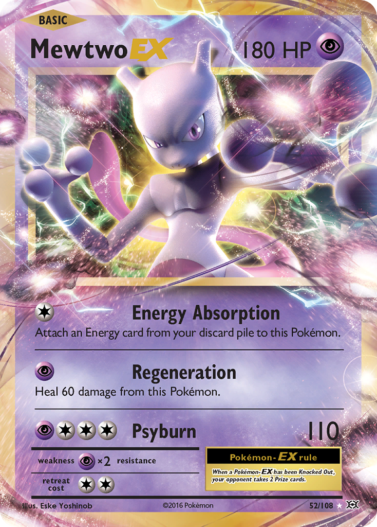 Mewtwo-EX 52/108 Rare Holo EX | Evolutions | Pokemon Card