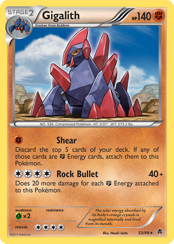 Gigalith 53/98 Rare | Emerging Powers | Pokemon Card