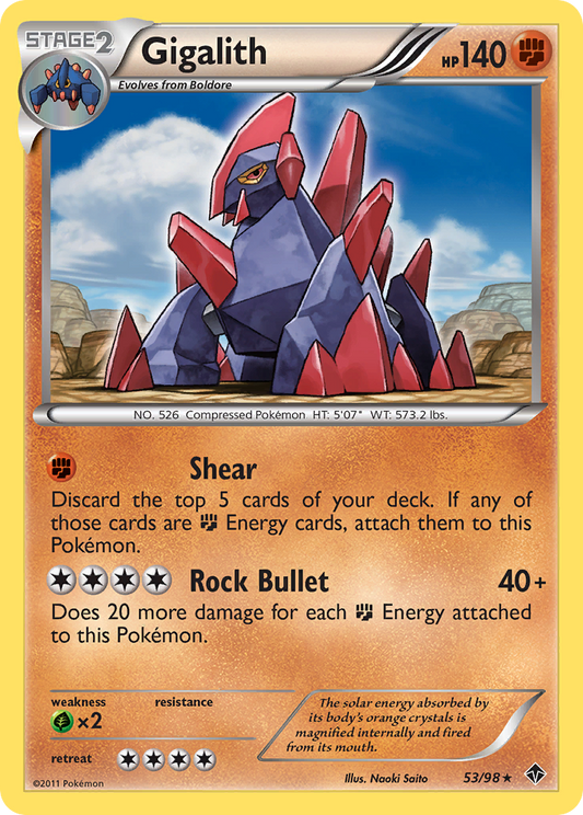 Gigalith 53/98 Rare | Emerging Powers | Pokemon Card