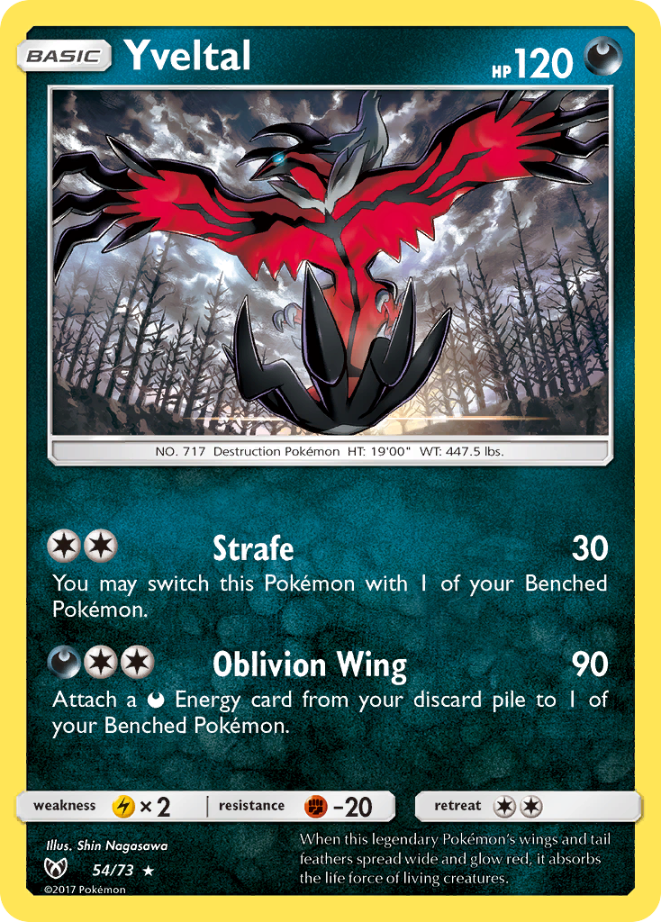 Yveltal 54/73 Rare Holo | Shining Legends | Pokemon Card
