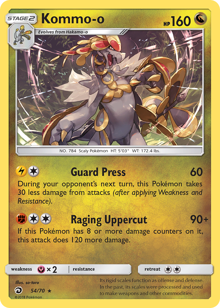 Kommo-o 54/70 Rare Holo | Dragon Majesty | Pokemon Card