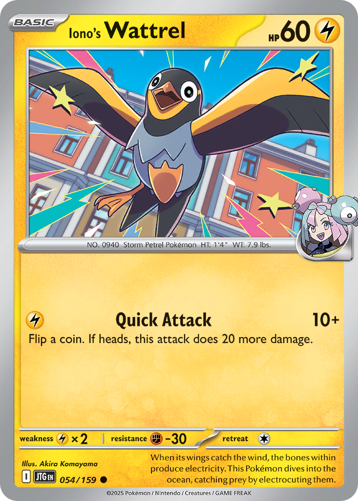 Iono's Wattrel 54/159 Common | Journey Together | Pokemon Card