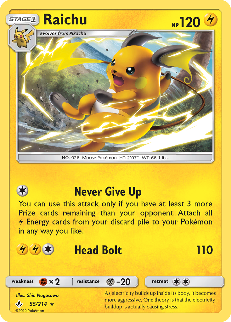 Raichu 55/214 Rare | Unbroken Bonds | Pokemon Card