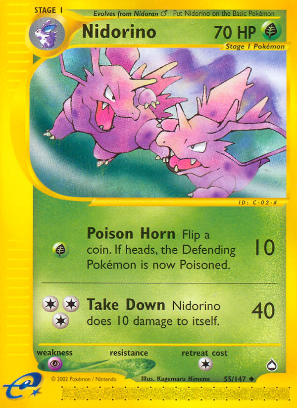 Nidorino 55/147 Uncommon | Aquapolis | Pokemon Card