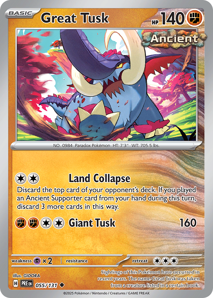 Great Tusk 55/131 Uncommon | Prismatic Evolutions | Pokemon Card