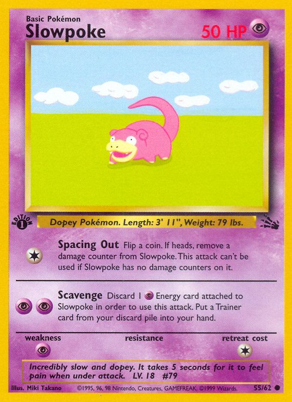 Slowpoke 55/62 Common | Fossil | Pokemon Card