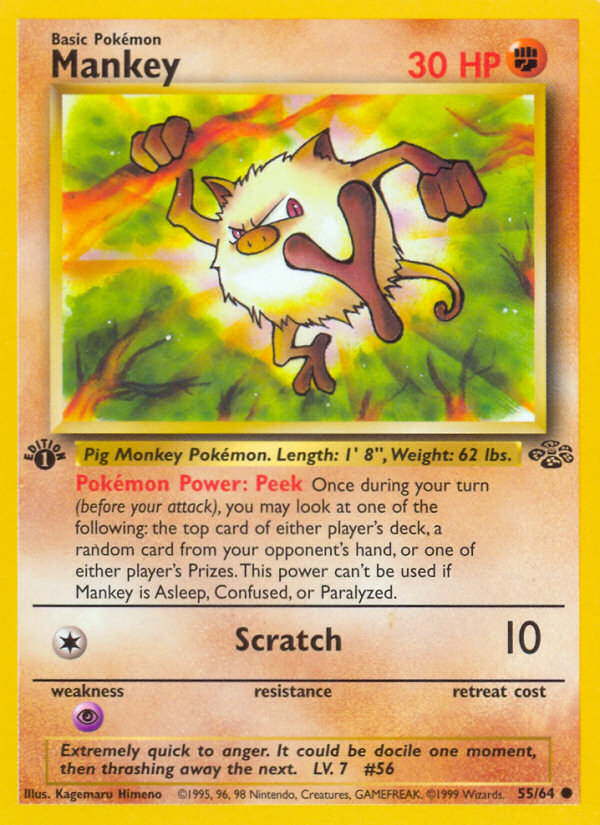 Mankey 55/64 Common | Jungle | Pokemon Card