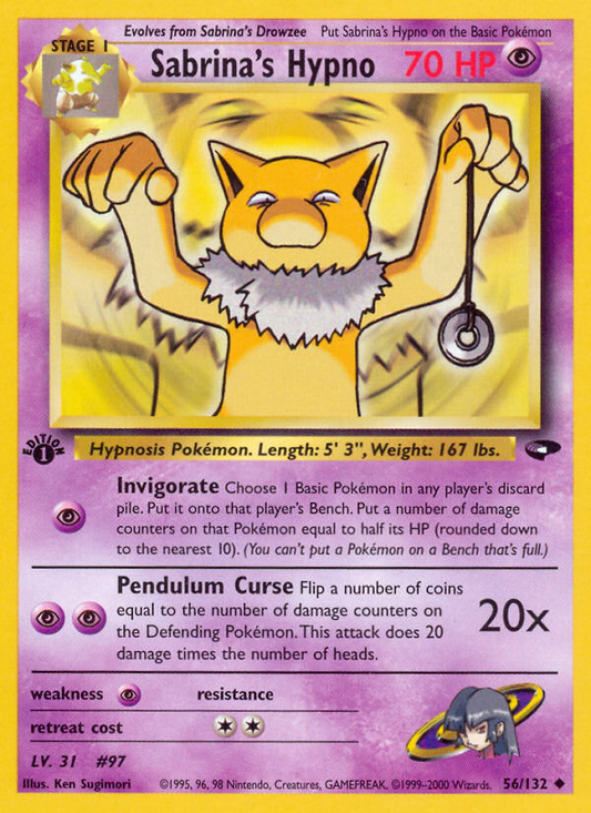 Sabrina's Hypno 56/132 Uncommon | Gym Challenge | Pokemon Card