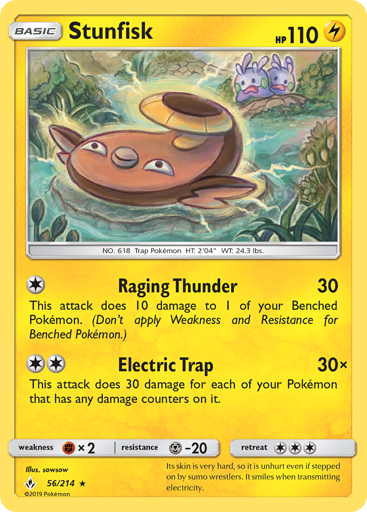 Stunfisk 56/214 Rare | Unbroken Bonds | Pokemon Card