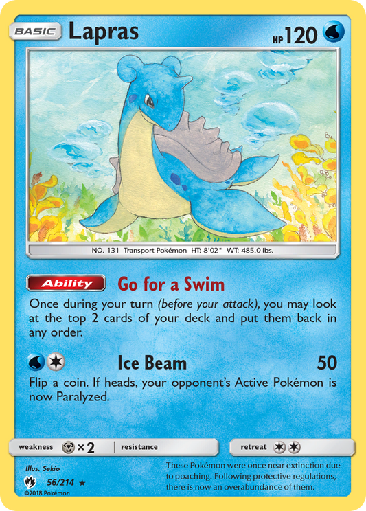 Lapras 56/214 Rare | Lost Thunder | Pokemon Card