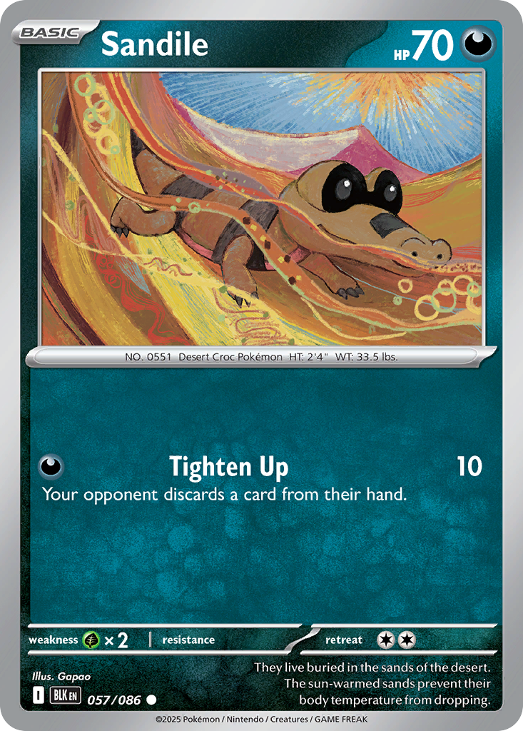 Sandile 57/86 Common | Black Bolt | Pokemon Card