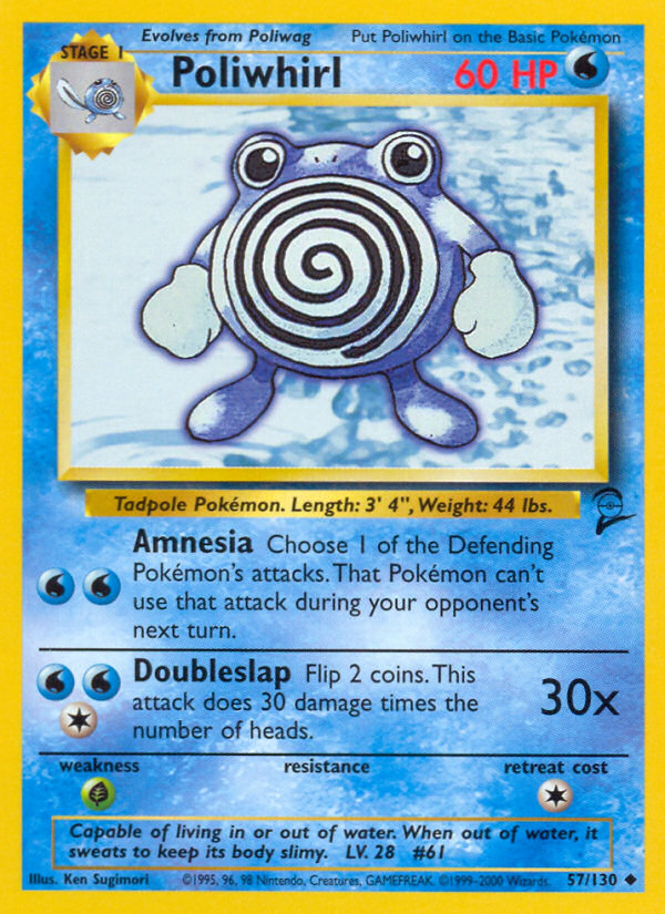 Poliwhirl 57/130 Uncommon | Base Set 2 | Pokemon Card