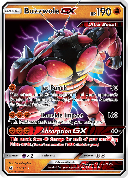 Buzzwole-GX 57/111 Rare Holo GX | Crimson Invasion | Pokemon Card