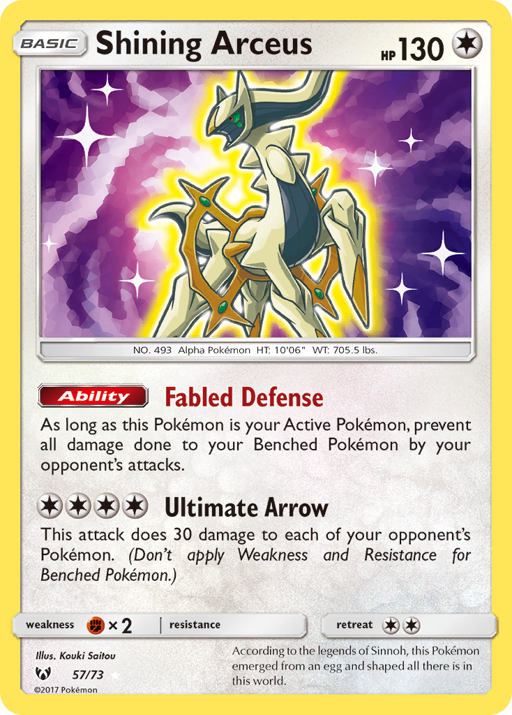 Shining Arceus 57/73 Rare Shining | Shining Legends | Pokemon Card