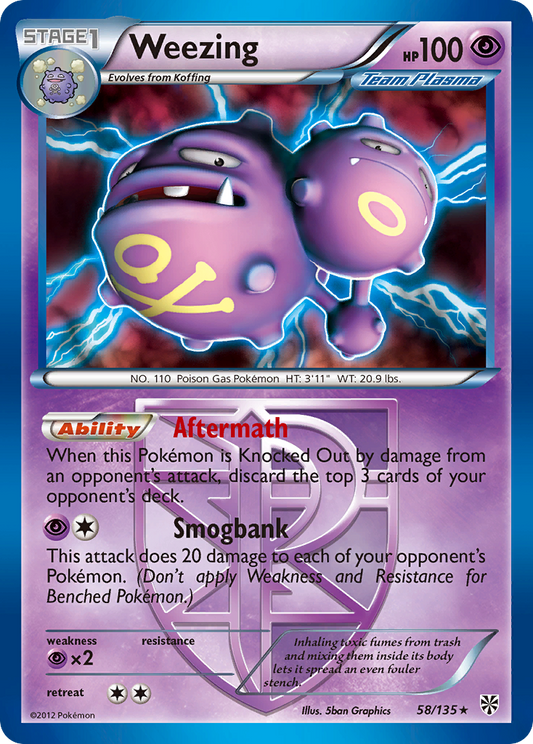 Weezing 58/135 Rare Holo | Plasma Storm | Pokemon Card