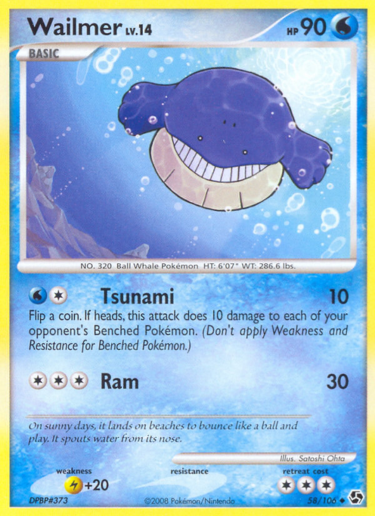 Wailmer 58/106 Uncommon | Great Encounters | Pokemon Card