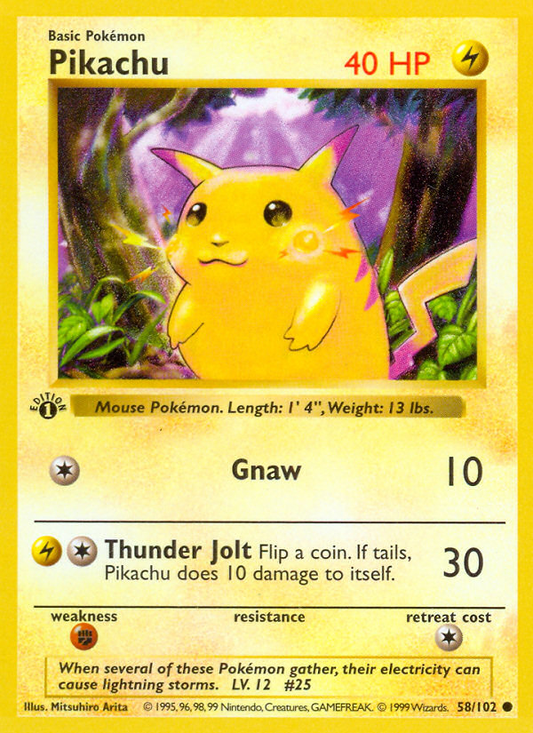 Pikachu 58/102 Common | Base | Pokemon Card