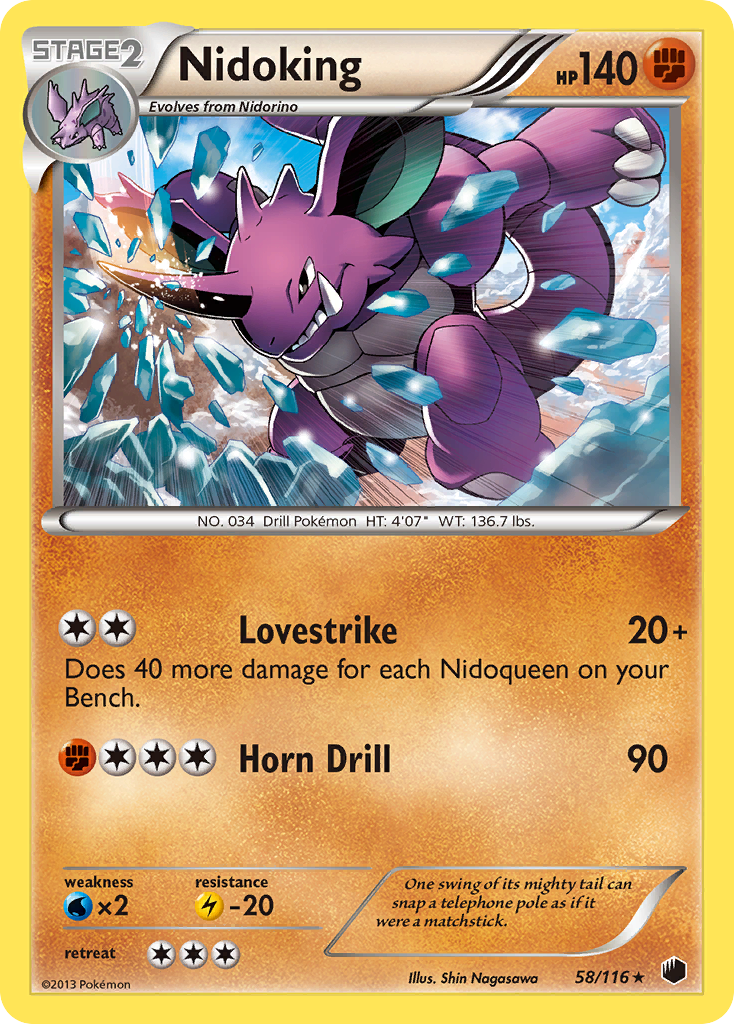 Nidoking 58/116 Rare | Plasma Freeze | Pokemon Card