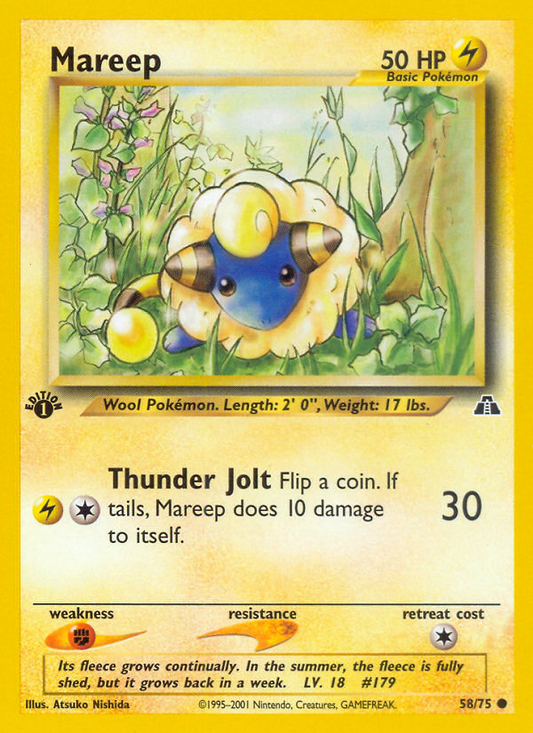 Mareep 58/75 Common | Neo Discovery | Pokemon Card