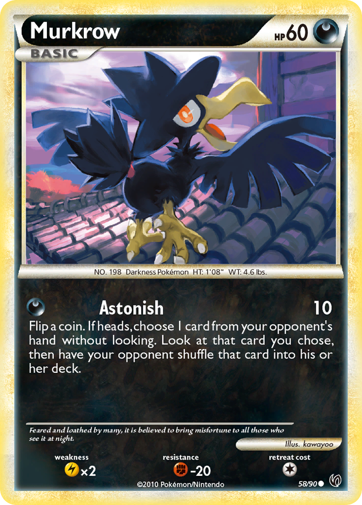 Murkrow 58/90 Common | HS—Undaunted | Pokemon Card