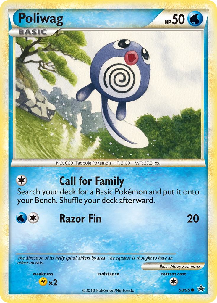 Poliwag 58/95 Common | HS—Unleashed | Pokemon Card