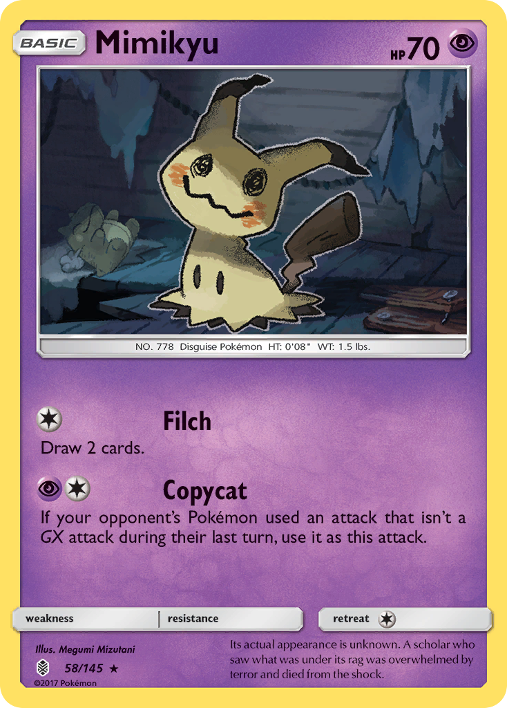 Mimikyu 58/145 Rare Holo | Guardians Rising | Pokemon Card