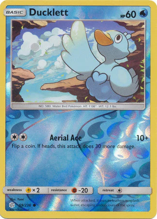 Ducklett 59/236 Reverse Holo | Cosmic Eclipse | Pokemon Card