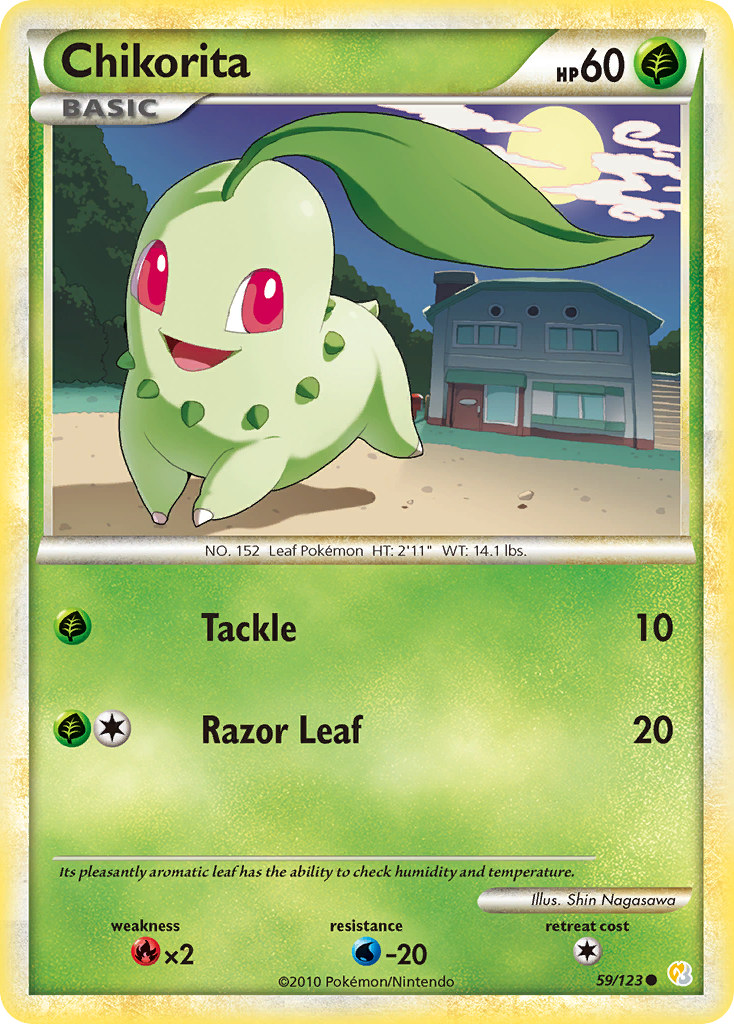 Chikorita 59/123 Common | HeartGold & SoulSilver | Pokemon Card