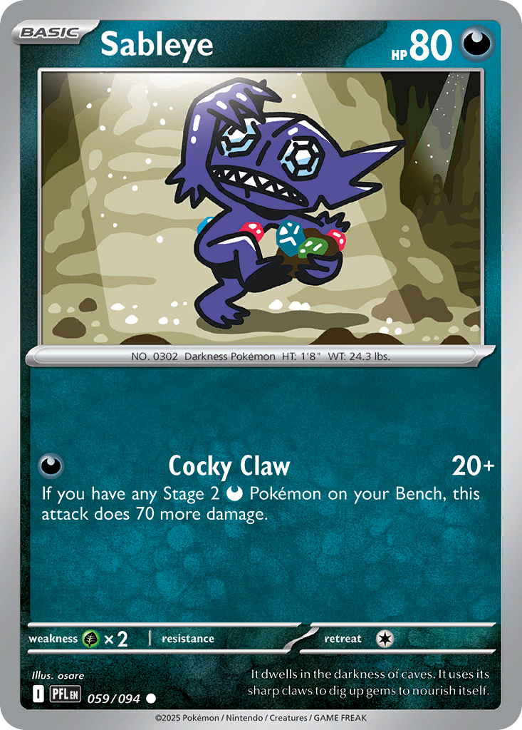Sableye 59/94 Common | Phantasmal Flames | Pokemon Card