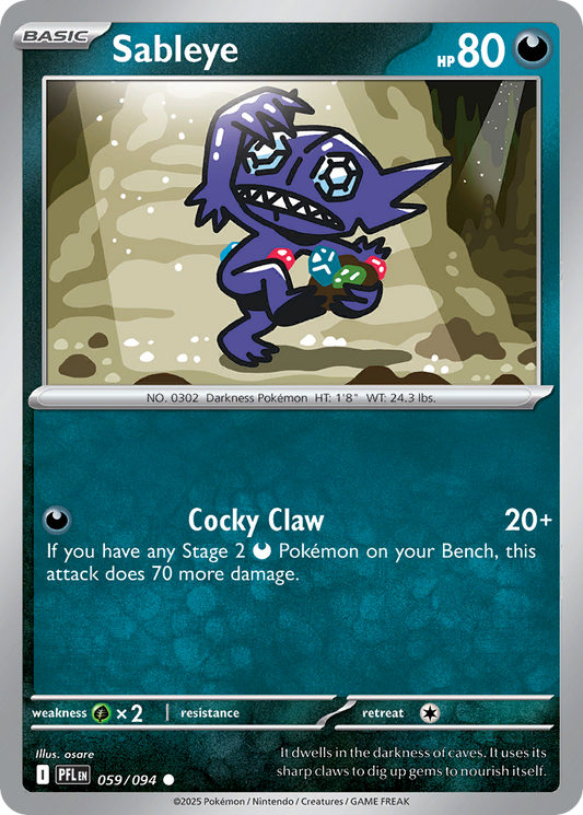 Sableye 59/94 Common | Phantasmal Flames | Pokemon Card