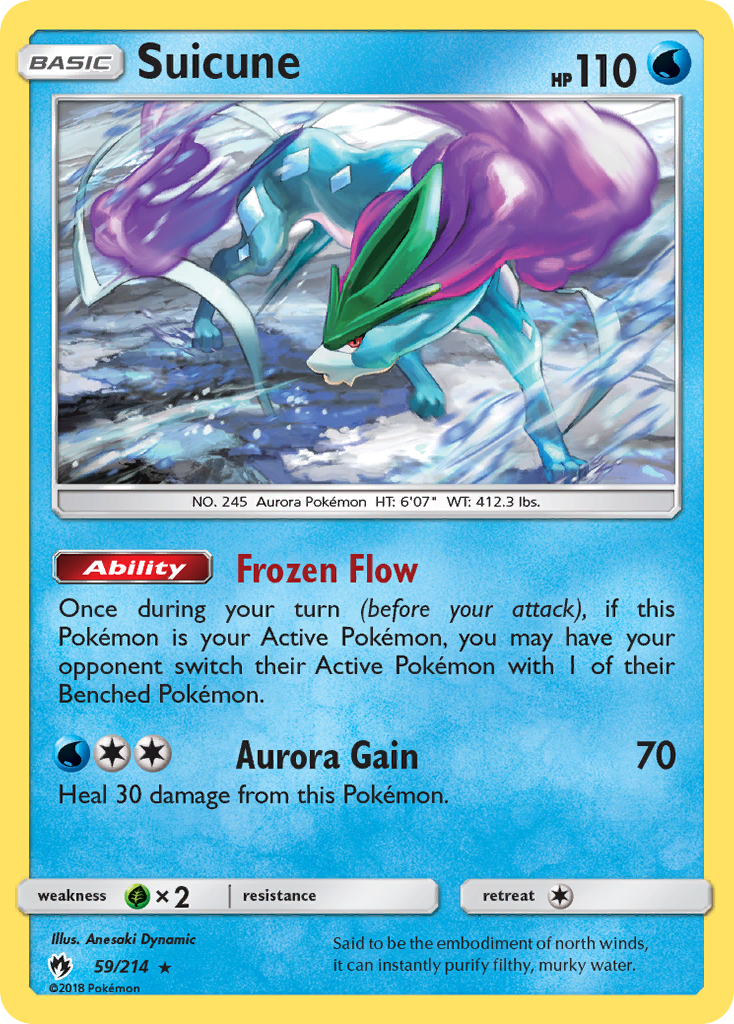 Suicune 59/214 Rare Holo | Lost Thunder | Pokemon Card