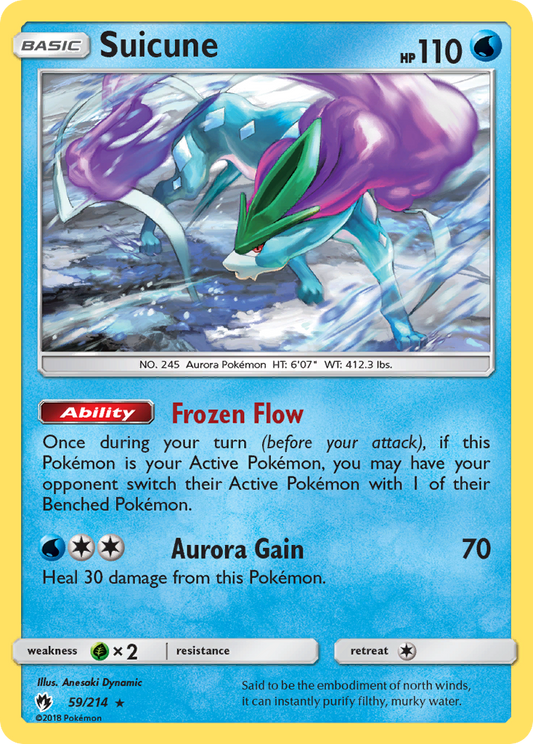Suicune 59/214 Rare Holo | Lost Thunder | Pokemon Card