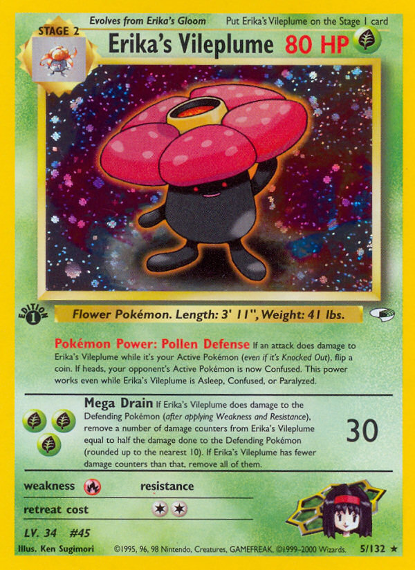 Erika's Vileplume 5/132 Rare Holo | Gym Heroes | Pokemon Card